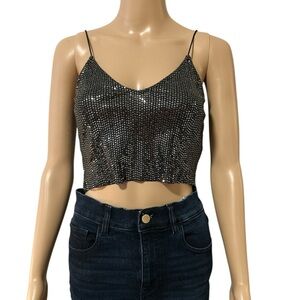 Divided Sequin Crop Top